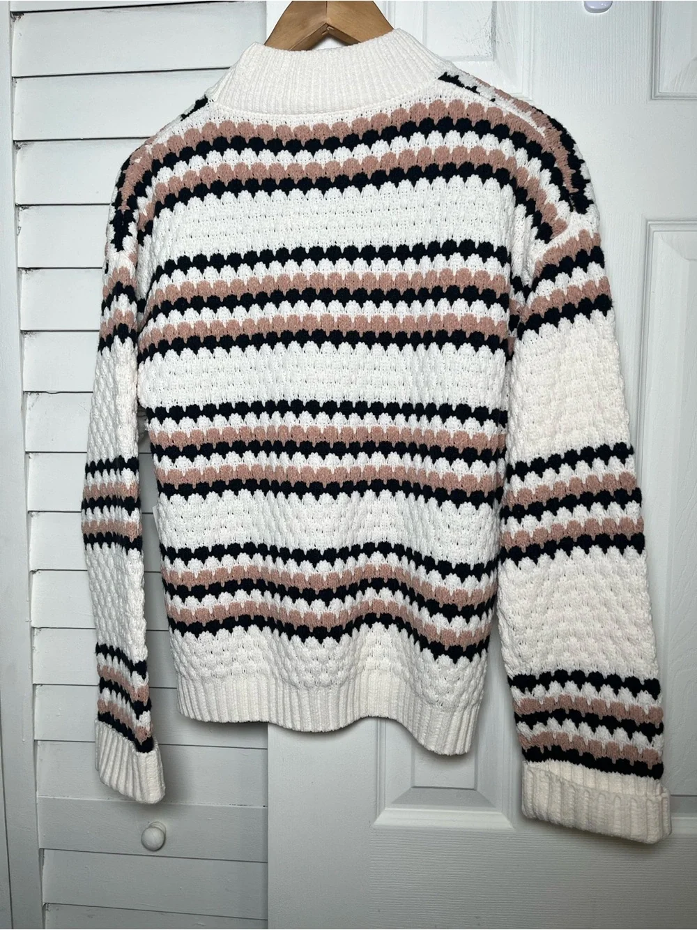 NWT Allison + Zoe Mock Neck Striped Textured Knit Sweater - Size L